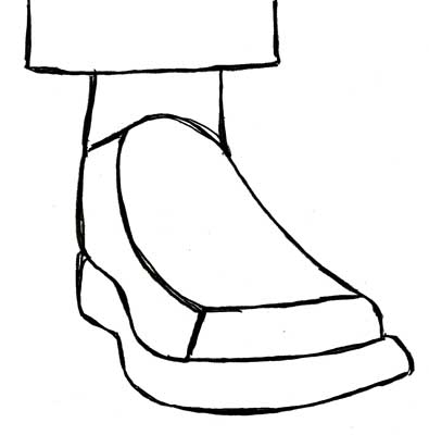 begin by drawing the simple wedge shapes that you see since the sole of this shoe is pretty thick the sole can have its own contour shape drawn separate